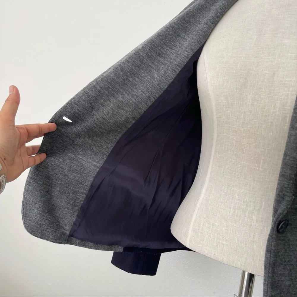 J. Crew Contrast Wool blend Gray blazer preowned size 4